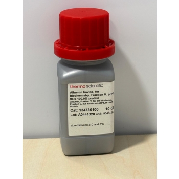 Bydlęca albumina, do biochemii, frakcja V, pH = 5, 96,0-100,0% białka [9048-46-8]